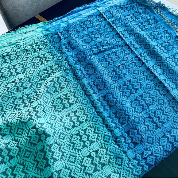 Pashmina Style Scarf/Wrap Blue and Green EUC - Picture 12 of 12